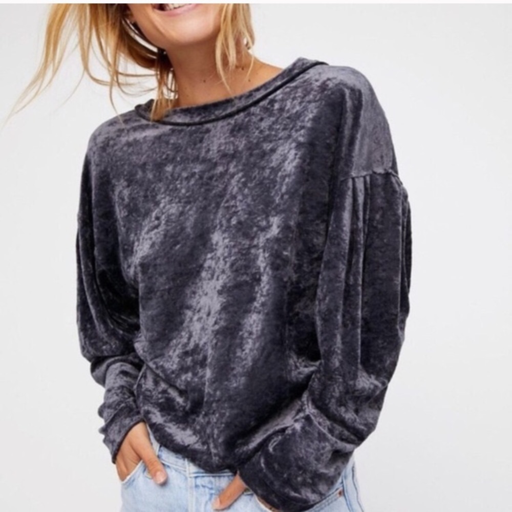 COPY - Free People Milan Gray Crushed Velvet Swea…